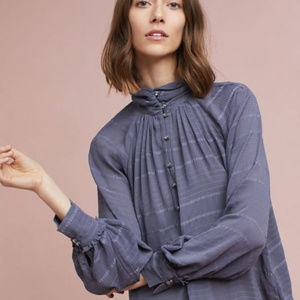 NWT Anthropologie Marietta High Neck Blouse L